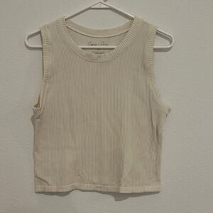 Classic Beige Ribbed Tank Top